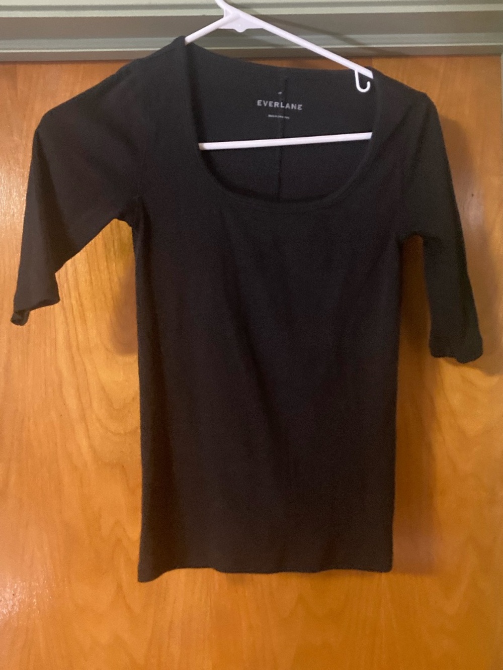Everlane Black 3/4 Sleeve Pima Cotton Ribbed Shirt Size XS